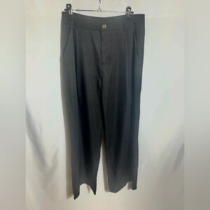 Micas Black Wide Leg Trousers Women Medium High Waist Pleated Dress Pants